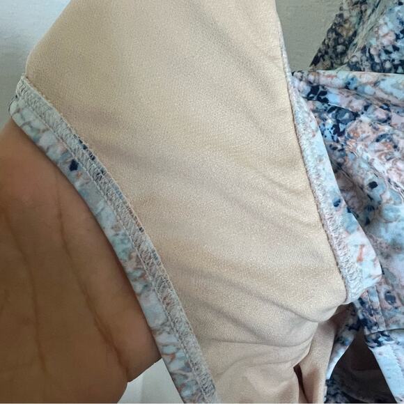 Kona Sol Watercolor Abstract Animal Print Earthy One Piece Strappy Swimsuit L - Picture 6 of 11